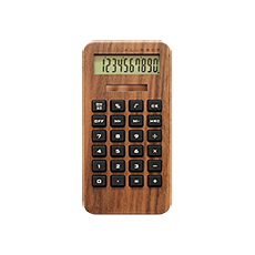 ウォールナットの木製小型ソーラー電卓