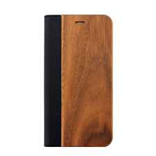 iPhone7プラス用 手帳型木製スマートフォンケース　ウォールナット