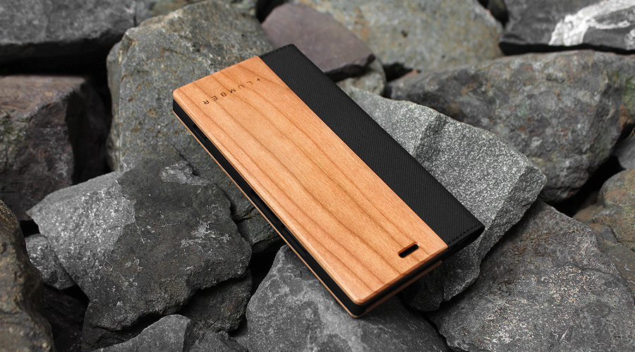 Xperia xz1用 木製手帳型スマートフォンケース　チェリー