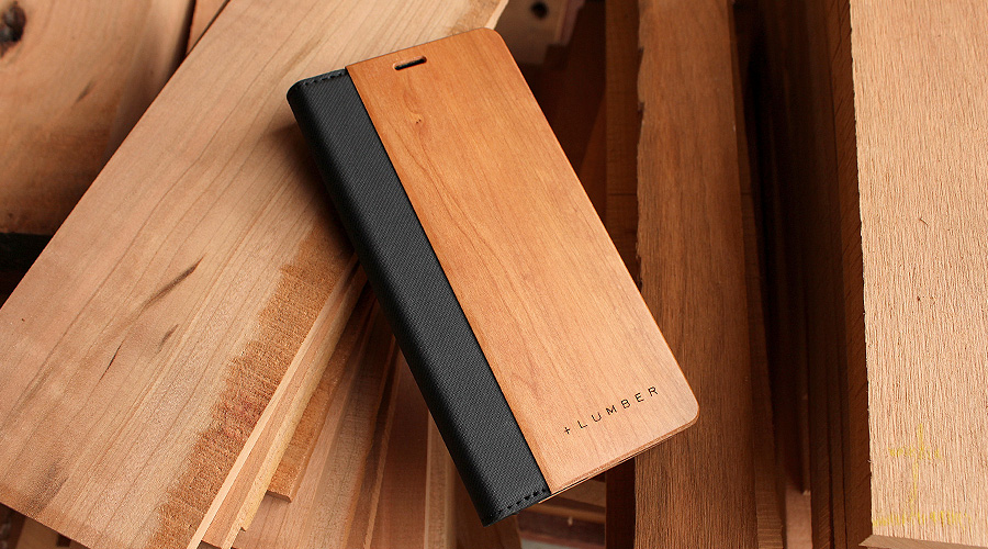 Xperia xz3用 木製手帳型スマートフォンケース　チェリー