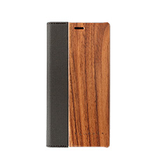 Xperia XZ用 手帳型木製スマートフォンケース　ウォールナット