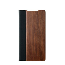 Xperia Z5用 手帳型木製スマートフォンケース　ウォールナット