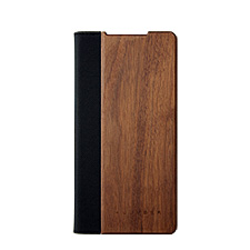 Xperia Z5プレミアム用 手帳型木製スマートフォンケース　ウォールナット